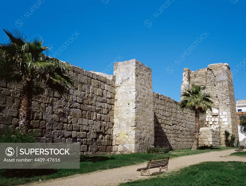 Spain. Extremadura. Alcazaba of Merida. Moorish fortification built by Abd ar-Rahman II in the 9th century. Walls.