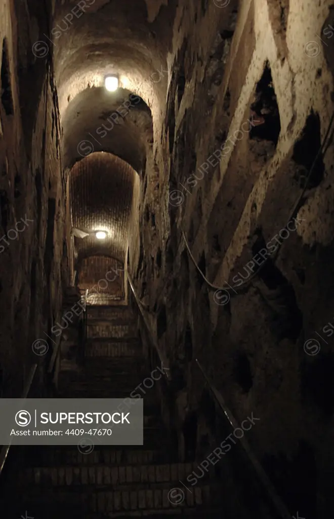 Italy. Rome. Catacombs of Callixtus. 2nd - 4th centuries. Interior.