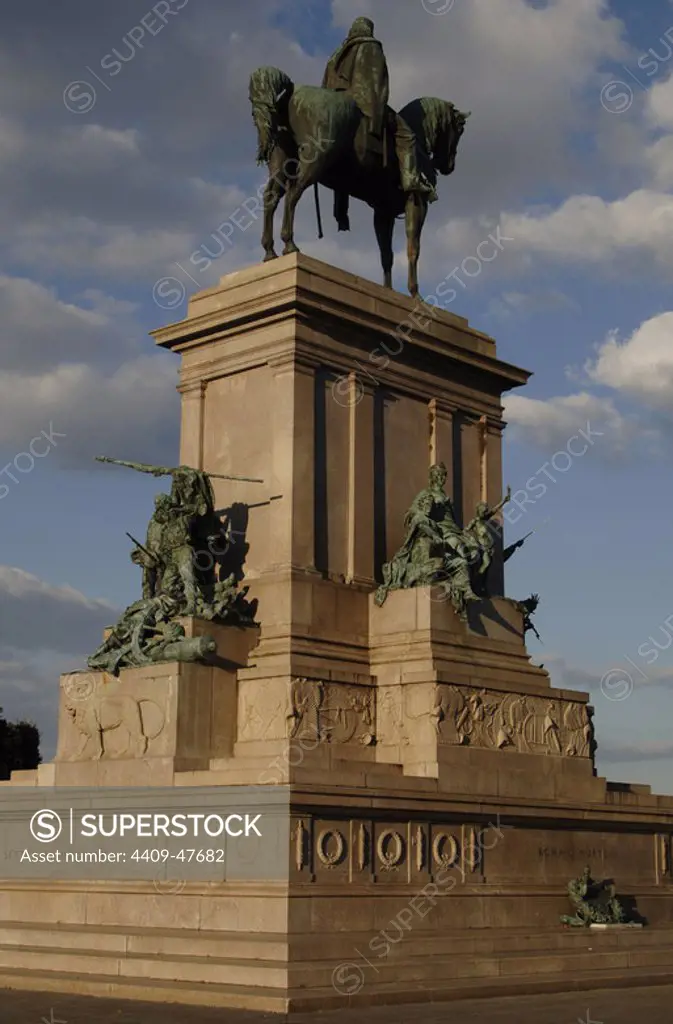 Equestrian monument dedicated to Giuseppe Garibaldi (1807-1882). By Emilio Gallori (1846-1924), 1895. Piazza Garibaldi, Rome, Italy.