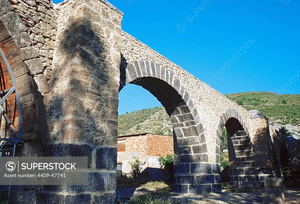 Aqueduct of Los Arcos (1st century A.D.). Preserves five of the seven arches that had originally. National Monument. Bejis. Castellon. Spain.