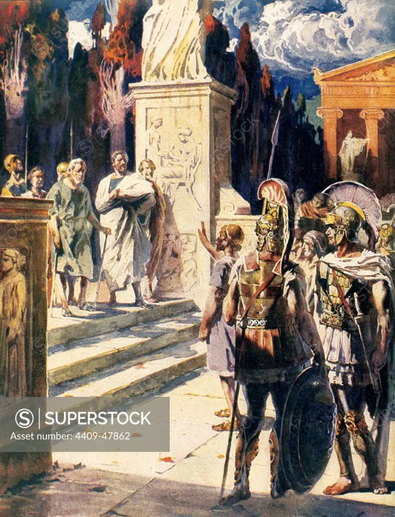 History of Greece. The Spartans and Tyrtaeus. According to the oracle of Delphi, the Spartans could only beat the Messenians if they were commanded by an Athenian. Athens sent Tyrtaeus, Greek poet, under whose orders were successes.