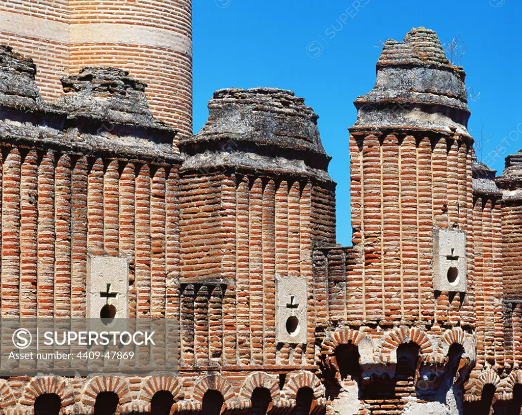 Spain. Castile-Leon. Coca Castle.15th century. Mudejar style. Exterior. Detail.