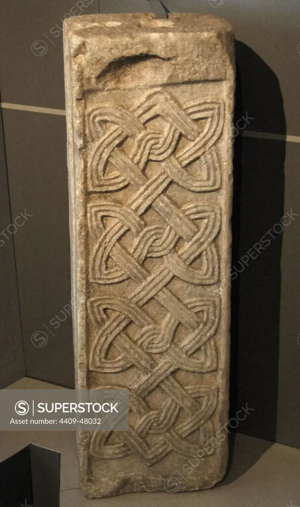 Middle Ages. Small pilaster decorated on all sides with geometrical motif. First quarter of the 9th century. Crypta Balbi. National Roman Museum. Rome, Italy.