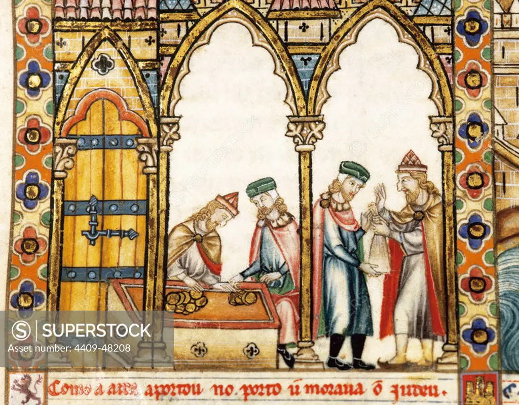 Cantigas de Santa Mari´a (Canticles of Holy Mary). Reign of Alfonso X of Castile, "the Wise" (1221-1284). Jewish bankers Library of El Escorial. Madrid. Spain. National Heritage.