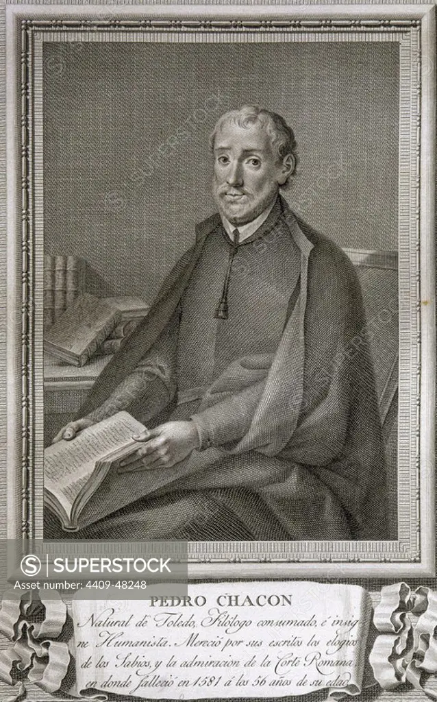 Pedro Chaco´n (1526-1581). Spanish mathematician and theologian. Engraving.