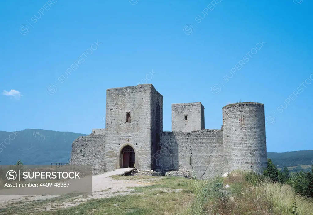 France. Puivert Castle. 13th century. Eastern facade. Aude. Languedoc-Roussillon.