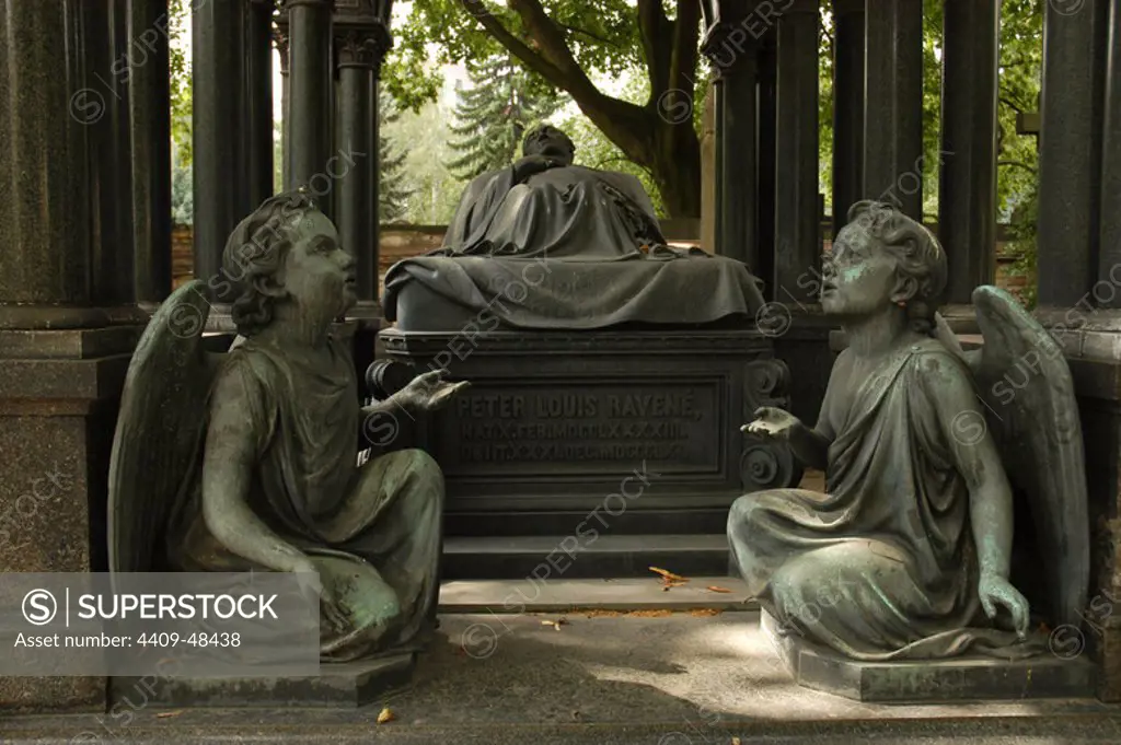 Peter Louis Ravene (1793-1861). German industrialist. Tomb of Ravene by Friedrich August Stuler (1800-1865) in the Dorotheenstadt Friedhof cemetery. Berlin. Germany.