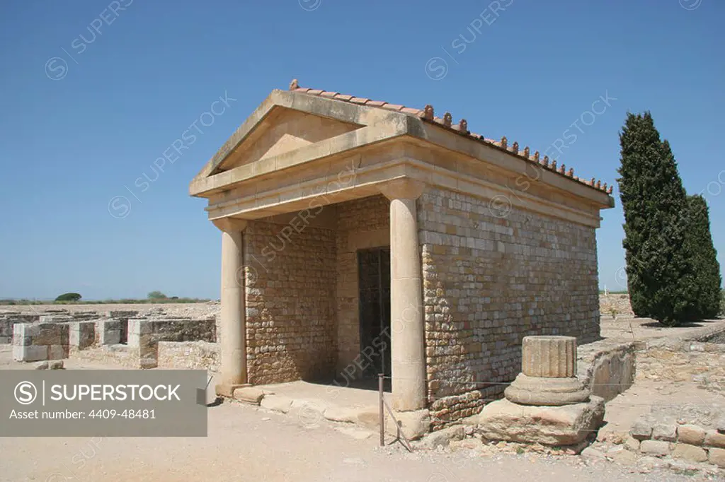 Ampurias. Forum (1st -3rd century B.C). Basilica or small temple. Girona province. Catalonia. Spain.