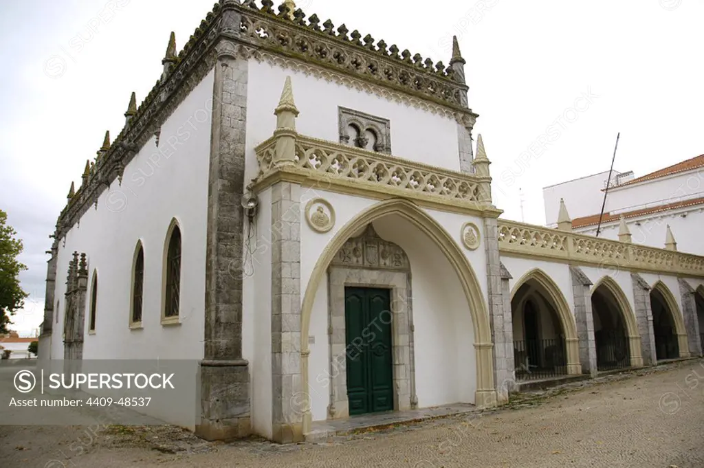 Portugal, Alentejo region, Beja. Convent of Our Lady of the Conception (Convento de Nossa Senhora da Conceiao), a congregation of Poor Clares. It was founded in 1495. Today Museum Rainha Dona Leonor. General view of the facade and porch.