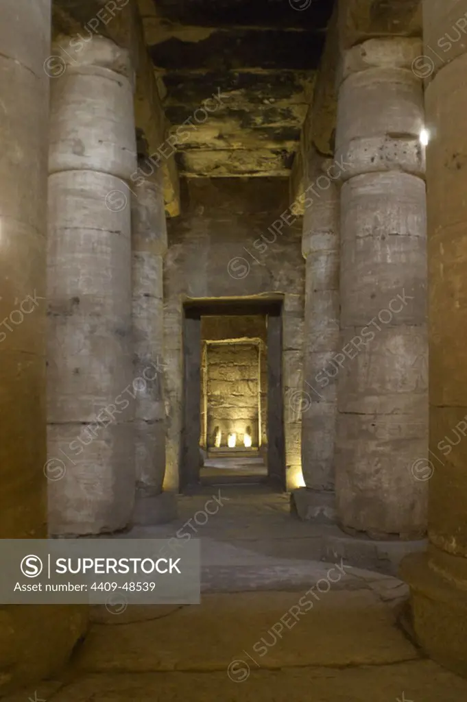 Egypt. Abydos. Temple of Seti I. New Kingdom. 19th Dynasty. The Second Hypostyle Hall. Columns. 1292-1189 BC.