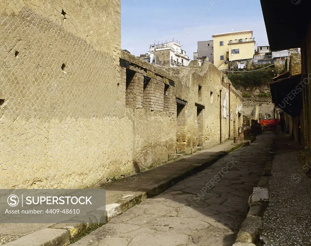 Italy. Herculaneum. Urban Baths. Entrance of women's baths. Cardo IV. Campania.