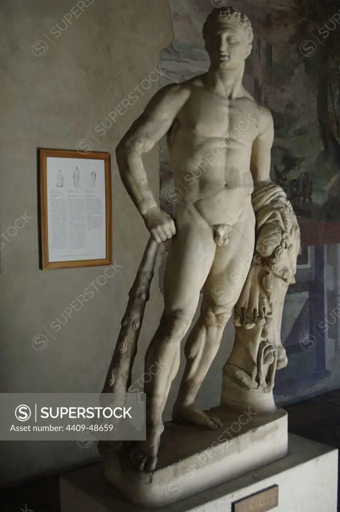 Hercules. Roman god (Greek Heracles). Statue. Marble. Collection Lodovisi. Altemps Palace. National Museum. Rome. Italy.