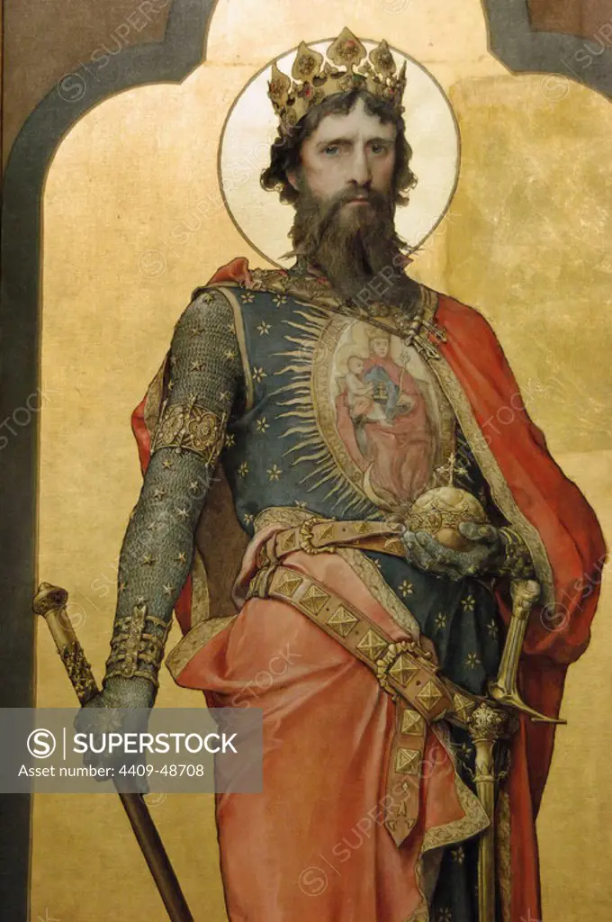 Ladislaus I of Hungary or St. Ladislaus (Laszlo) (1040-1095). King of Hungary between 1077-1095. Portrait by Ignac Roskovics (1854-1916). Hungarian National Gallery. Budapest. Hungary.