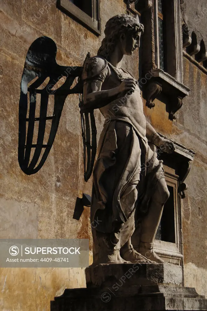 Italy. Rome. Archangel Michael. Statue by Raffaello da Montelupo (1504-1566). 1544. Castel Sant'Angelo.