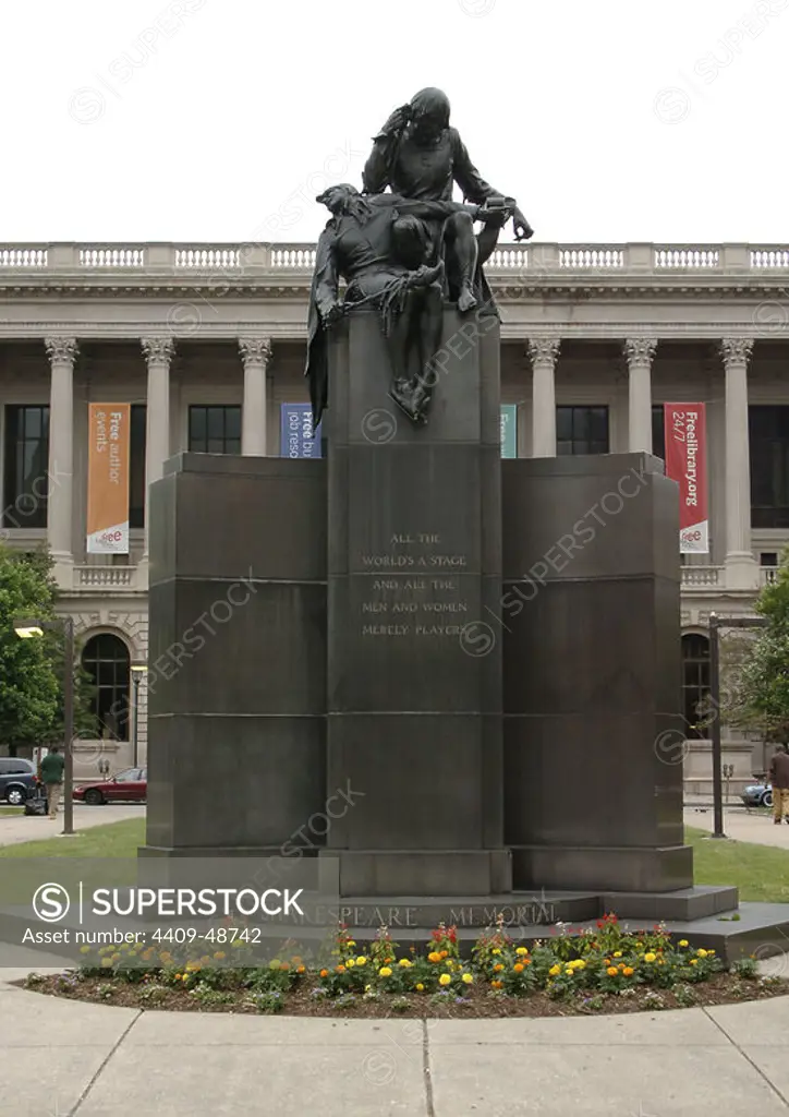 USA. Philadelphia. Skakespeare Memorial, 1928. By sculptor Alexander Stirling Calder (1870-1945).