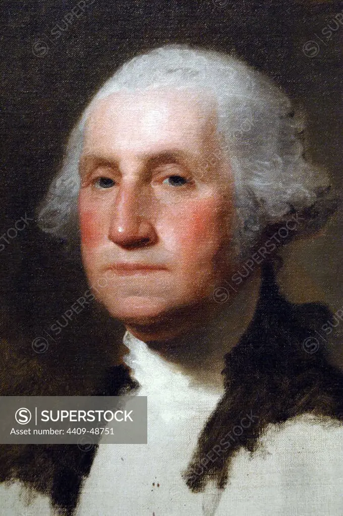 George Washington (1732-1799). First President of the United States (1789-1797). Portrait (1796) by Gilbert Charles Stuart (1755-1828). National Portrait Gallery. Washington D.C. United States.