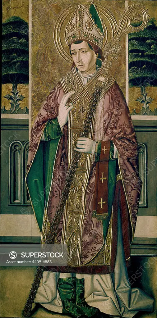'Saint Martin of Tours ()', 1490-1500, Oil on panel, 124 x 64,9 cm, Inv. 02543. Author: MARTIN BERNAT (1454-1505). Location: MUSEO LAZARO GALDIANO-COLECCION. MADRID. SPAIN.