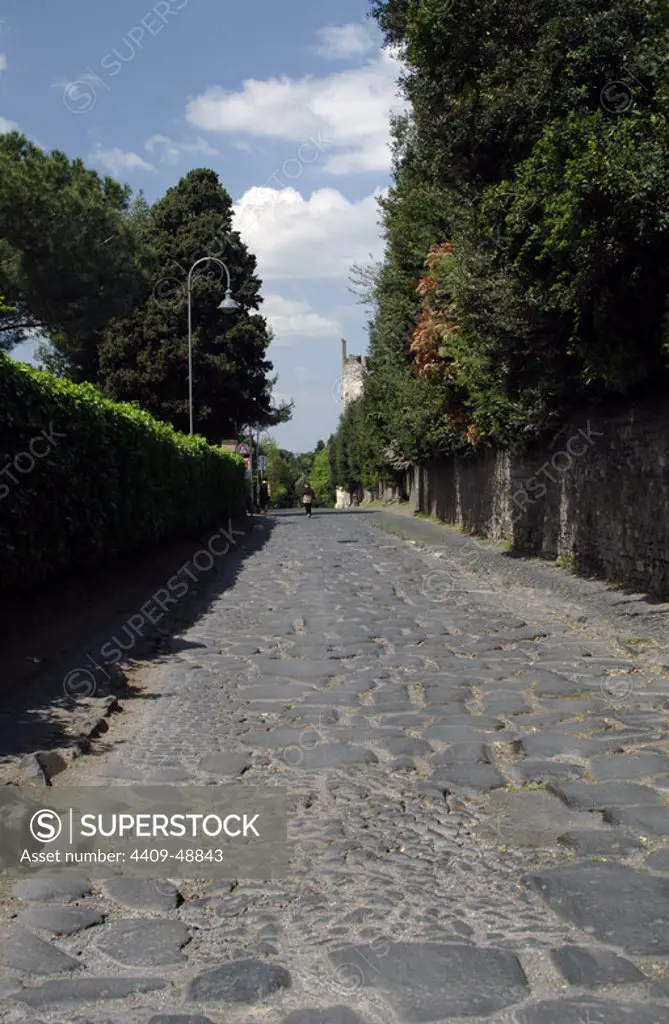 Italy. Rome. Appian Way. 312 BC. Initiated by the censor Appius Claudius and completed by Augustus. Connected Rome with Brindisi.