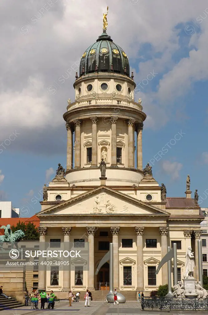 Germany. Berlin. German Church (Deutscher Dom), built in the 18th century by Karl Von Gontard and late 20th century rebuilt after its destruction in World War II. Used as a museum.