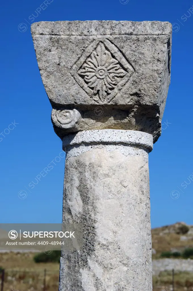 Early Christian art. Byllis ruins. Remains of the Basilica, IV-V centuries A.D. Republic of Albania.