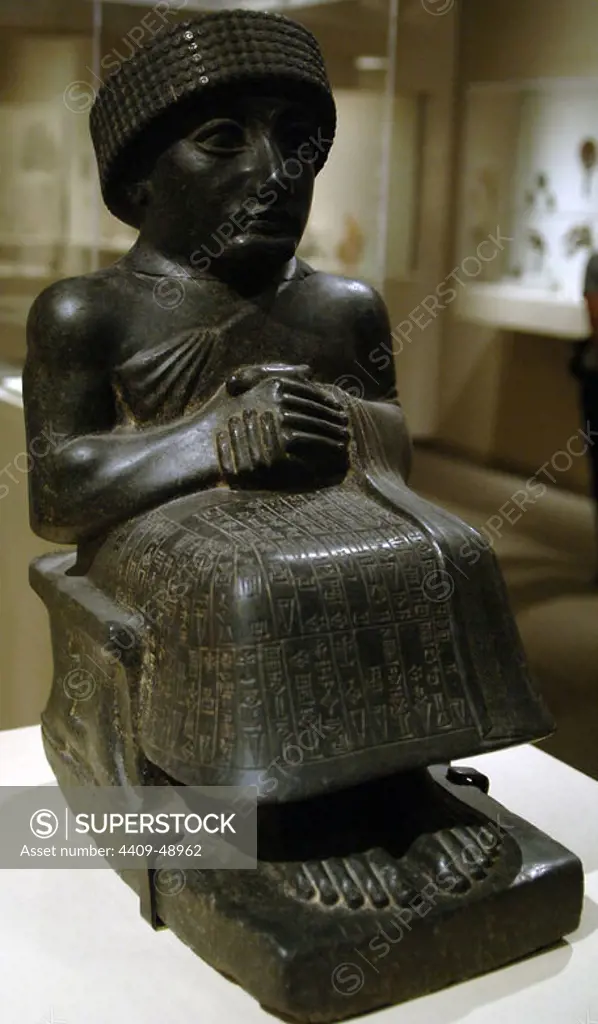 Mesopotamian art. Sumer. Gudea of Lagash (2150-2100 BC). Sculpture of the neo-Sumerian period, in diorite. Girsu (modern Tello). Metropolitan Museum of Art. New York. United States.
