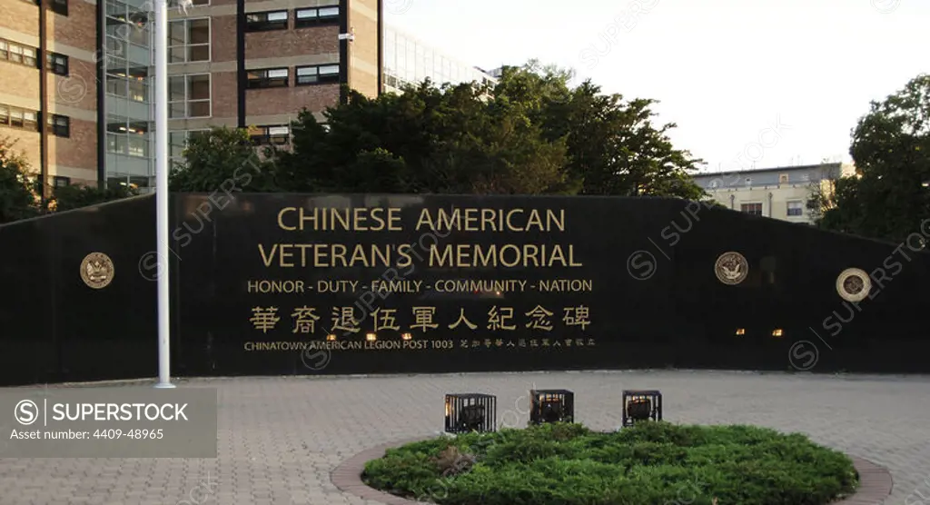 United States, State of Illinois, Chicago. Chinese Americans Veterans Memorial. Dedicated in 2005, it pays tribute to all those in the community who served in the armed services.