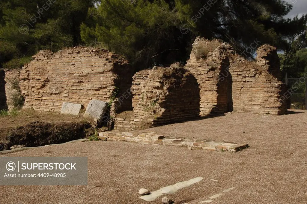 Greek Art. Sanctuary of Olympia. Ruins of the Greek baths. Ca. 480 B.C.5th century B.C. Greece.