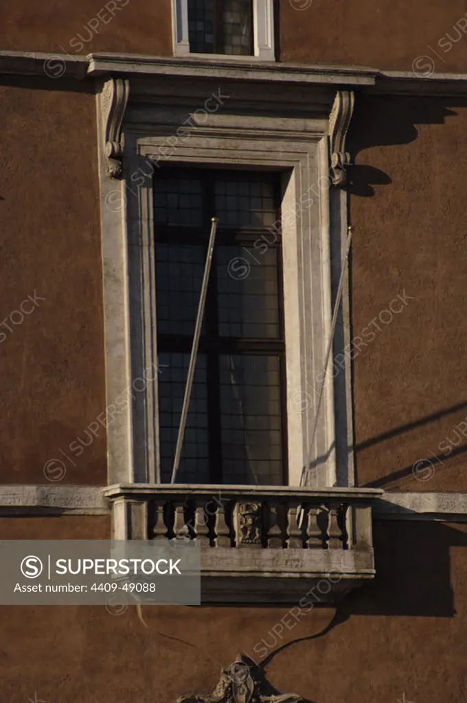 Italy. Rome. Palace of St. Mark or Palace of Venezia. Renaissance. 15th century. Detail. Window.