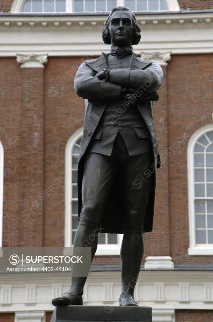 Samuel Adams (1722-1803). American statesman, political philosopher, and one of the Founding Fathers of the United States. Statue. Boston. Massachusetts. United States.