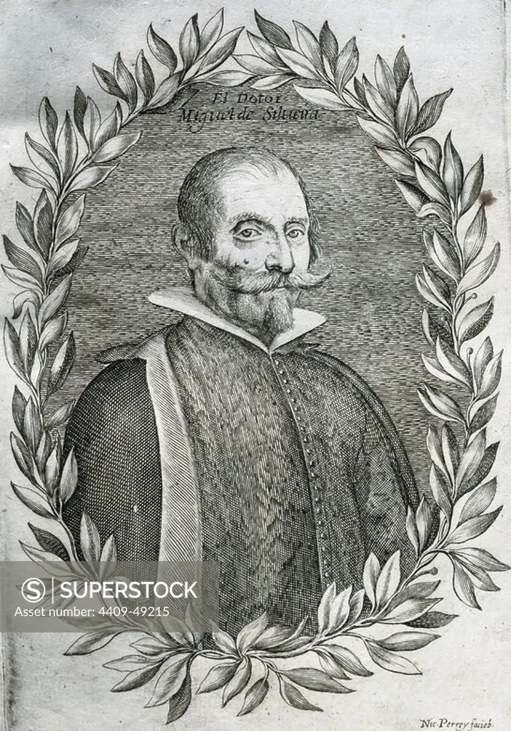 Miguel de Silveira (1580-1636). Spanish poet of Portuguese origin. Author of epic poems. Engraving, 1638.