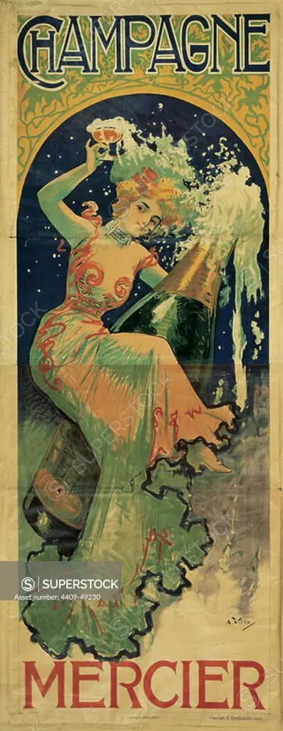 Antonio Utrillo (1867-1944). Spanish painter. Modernist style. Poster announcing the "Champagne Mercier". Museum of Modern Art. Barcelona. Catalonia. Spain.