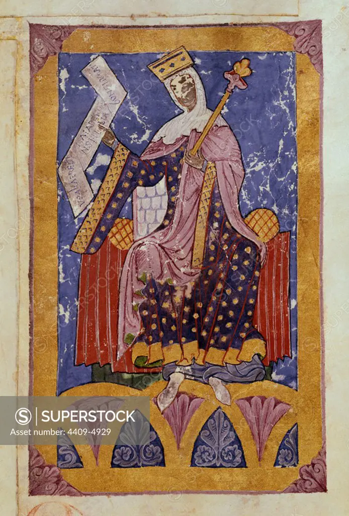 Urraca, Queen of Castile and Leon (1109-1126), daughter and heir of Alphonse VI. Tumbo A, folio 31. Cathedral Library of Coruna, Santiago de Compostella. Location: CATEDRAL-BIBLIOTECA. SANTIAGO DE COMPOSTELA. Coruña. ALFONSO VI HIJA. ALFONSO I EL BATALLADOR ESPOSA. URRACA DOÑA REINA. DOÑA URRACA. BORGOÑA RAMON DE ESPOSA.