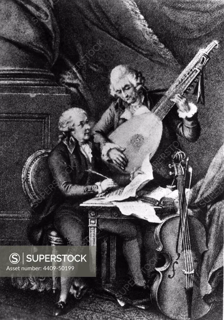 Johann Wolfgang Amadeus Mozart (Salzburg, 1756-Viena, 1791) y Franz Joseph Haydn (Rohrau, 1732-Viena, 1809). Compositores austríacos de música clásica.