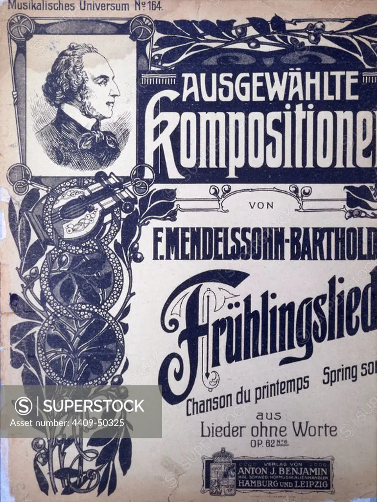 Portada de Composiciones de Félix Mendelssohn Bartholdy (Hamburgo, 1809-Leipzig, 1847), compositor alemán.