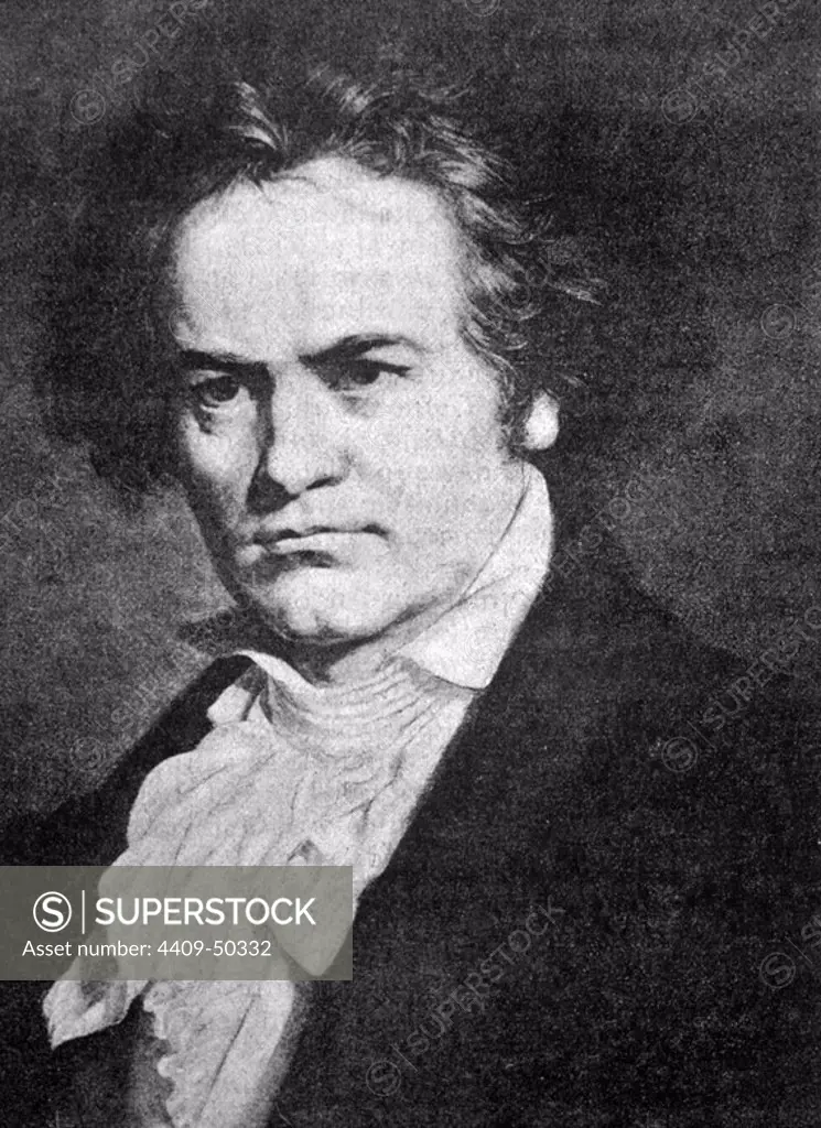 Beethoven, Ludwig Van (1770-1827); compositor alemán de origen flamenco; Grabado de 1895.
