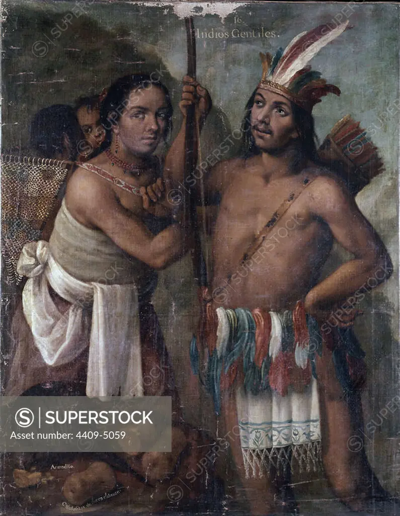 Good Indians. Mexico. 1763. Colonial painting. 18th century. Madrid, Museum of America. Author: MIGUEL CABRERA. Location: MUSEO DE AMERICA-COLECCION. MADRID. SPAIN.