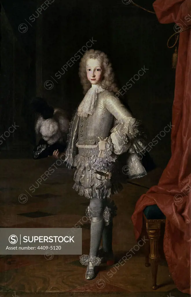 'Louis I, Prince of Asturias', 1717, Oil on canvas, 172 cm x 112 cm, P02387. Author: MICHEL-ANGE HOUASSE (1680-1730). Location: MUSEO DEL PRADO-PINTURA. MADRID. SPAIN. LUIS I DE ESPAÑA. FELIPE V DE BORBON HIJO.