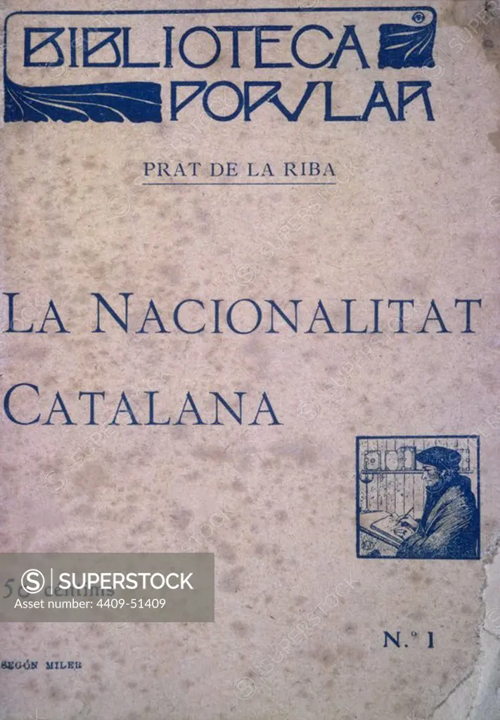 Cubierta de la obra "La Nacionalitat Catalana" escrita por Prat de la Riba, enric; Año 1906; Edición de la Biblioteca Popular.