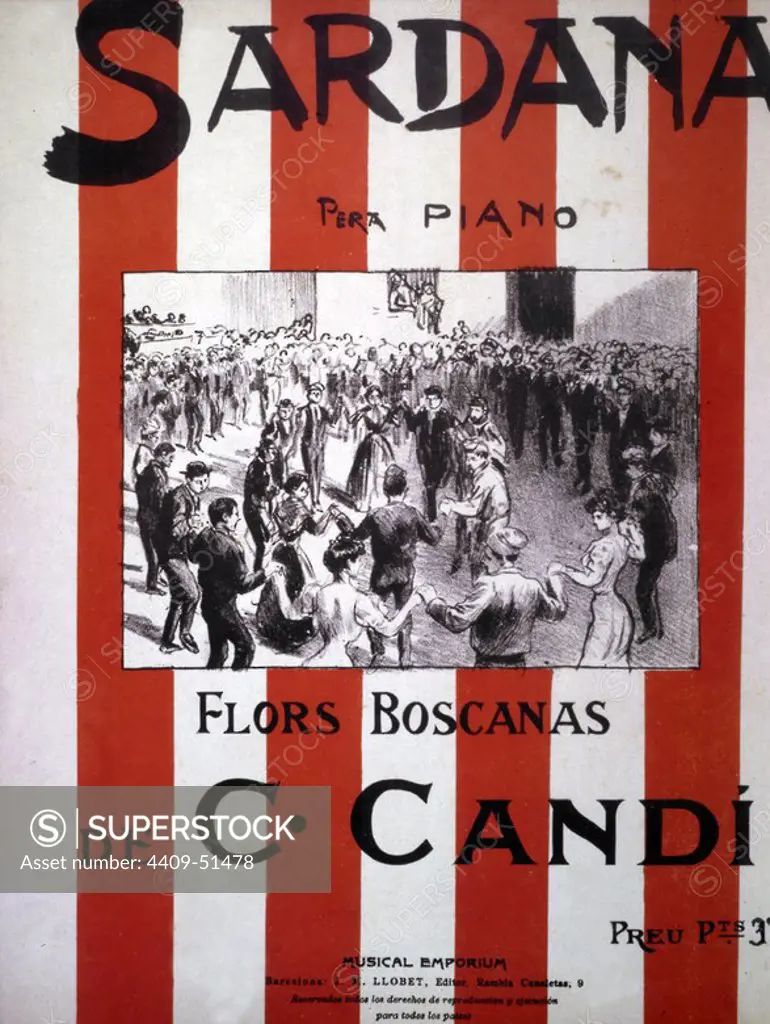 Portada de la sardan "Flors Boscanas" del compositor Cándido Candi i Canovas (1844-1911).