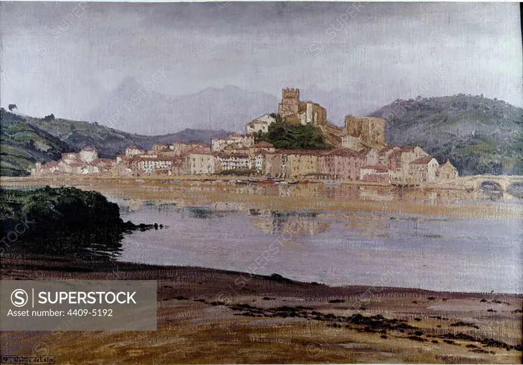 'San Vicente de la Barquera', 20th century, Oil on canvas. Author: FRANCISCO NUÑEZ DE CELIS. Location: PRIVATE COLLECTION. MADRID. SPAIN.