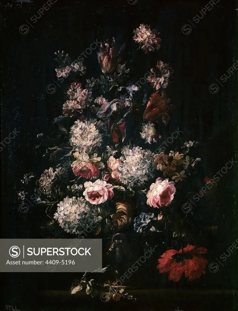 'Vase of Flowers', 17th century, Canvas, 103 cm x 77 cm, P00594. Author: Juan de Arellano. Location: MUSEO DEL PRADO-PINTURA. MADRID. SPAIN.