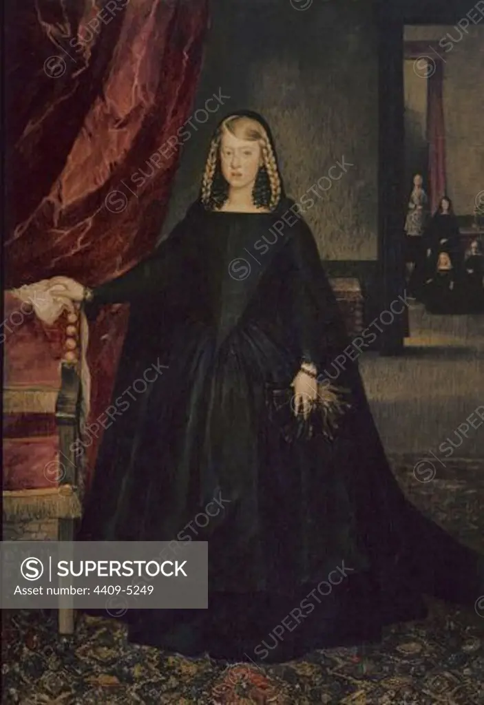 Spanish school. Emperess Margaret of Austria. Oil on canvas (209 x 147 cm). Madrid, Prado museum. Author: MAZO, JUAN BAUTISTA MARTINEZ DEL. Location: MUSEO DEL PRADO-PINTURA, MADRID, SPAIN.
