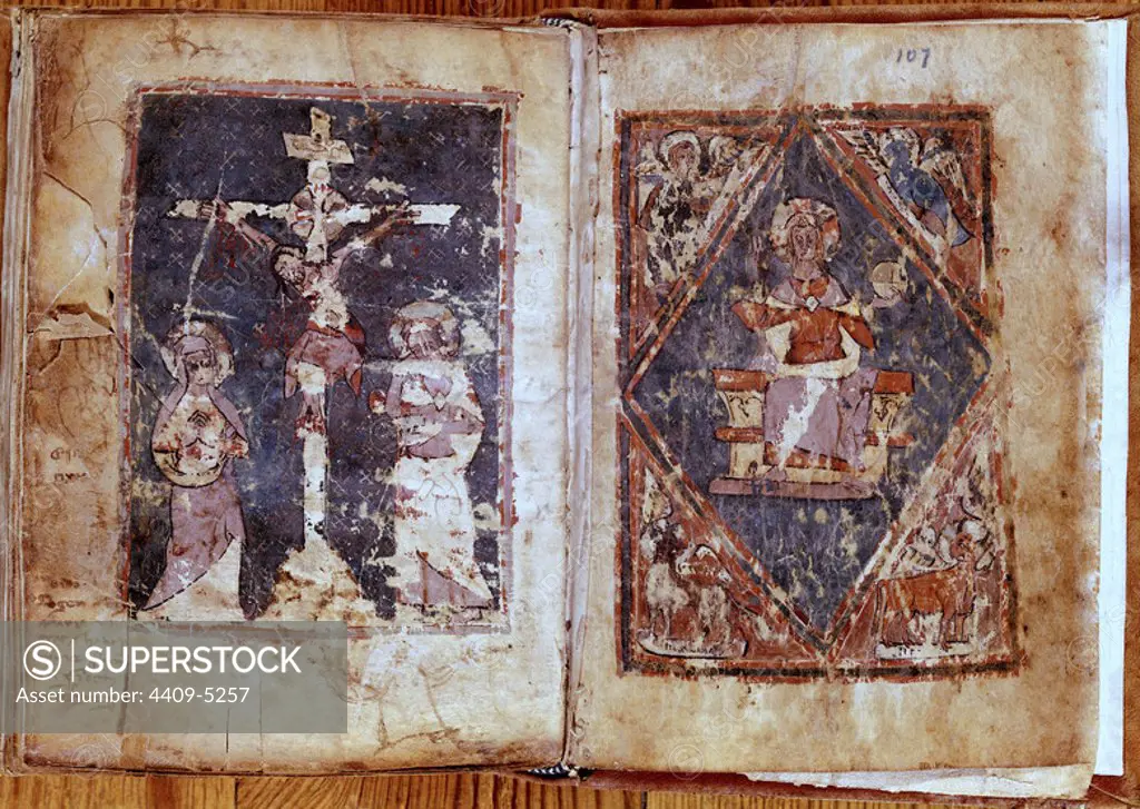 15th century Aragon Customs. Pages 106 and 107. Miniatures. Library of San Lorenzo del Escorial Monastery. Location: MONASTERIO-BIBLIOTECA-COLECCION. SAN LORENZO DEL ESCORIAL. MADRID. SPAIN.