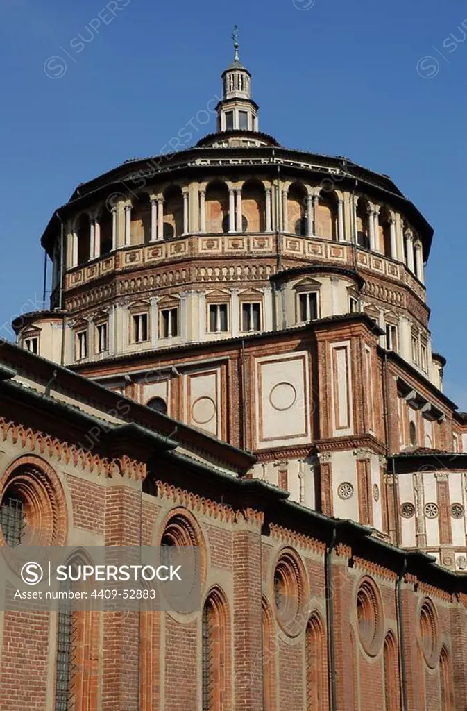 Italy. Milan. Church of Saint Mary of Grace. Started in Gothic style by Guiniforte Solari in 1492 was completed by Bramante. Exterior.