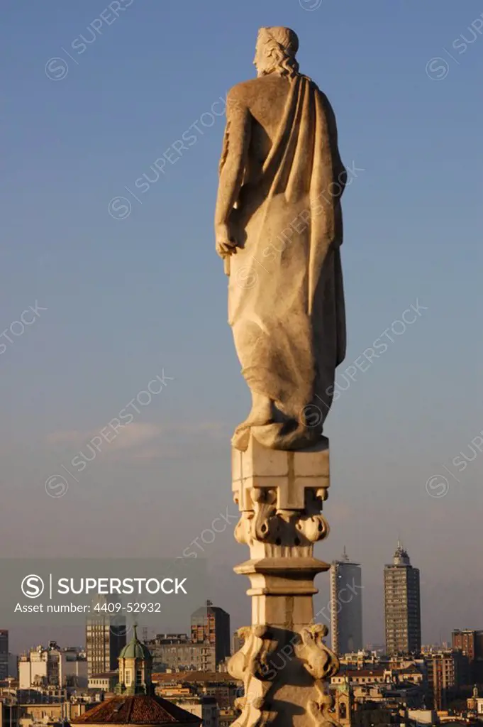 Italy. Milan. Cathedral. Gothic. 14th century. Statue in the spire.