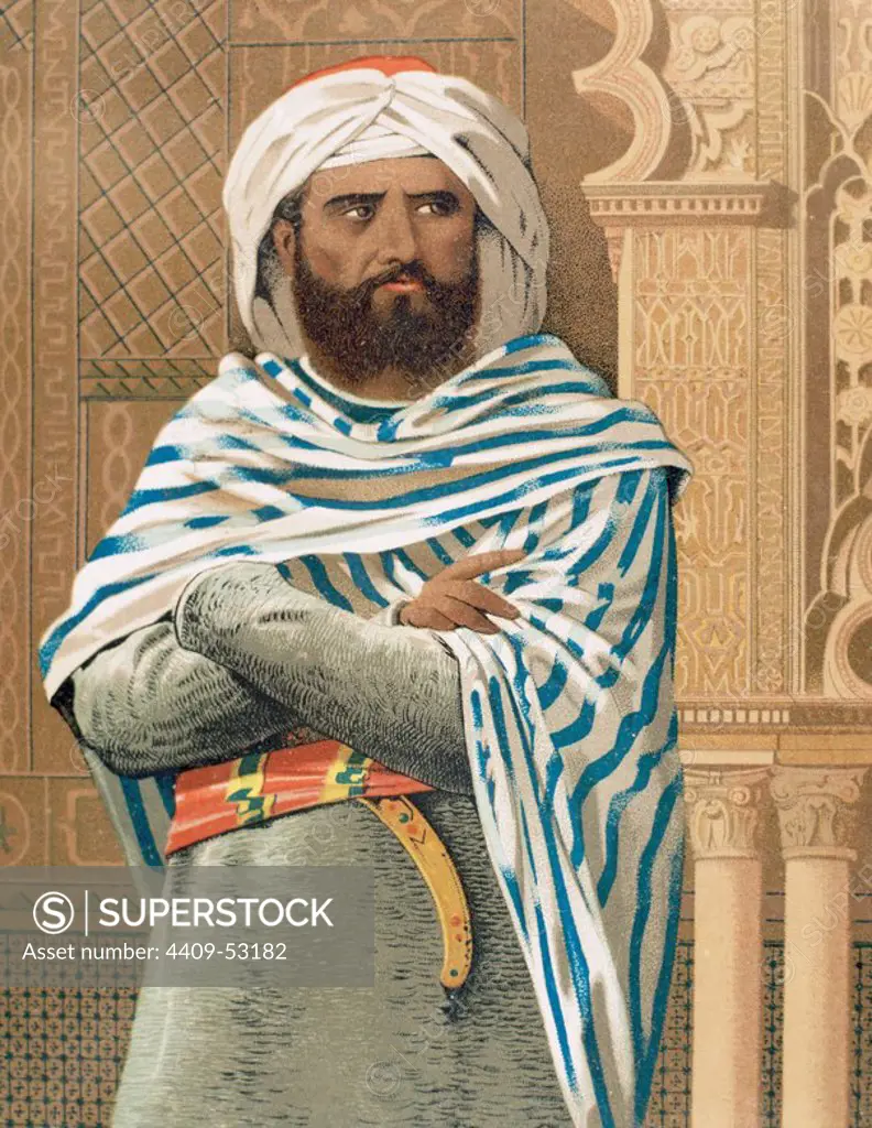 ABDERRAMAN, ABDERRAHMAN o ABD AL-RAHMAN I (731-Córdoba, 788). Primer emir de Córdoba (756-788). Fue uno de los pocos omeyas que consiguió salvarse de la matanza que tuvo lugar a la caída de la dinastía. Bajo su reinado se construyó la mezquita de Córdoba. Dibujo coloreado del s. XIX.
