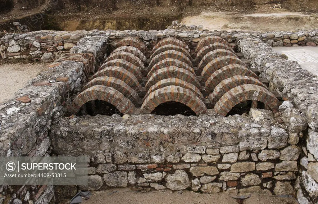 Portugal. Roman ruins of Villa Cardillio. 1st-4th centuries AD. Thermal baths. Sauna. Near Torres Novas.