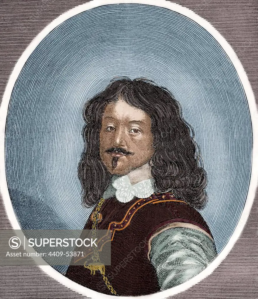 Frederick III (1609-1670). King of Denmark and Norway from 1648 until his death. Colored engraving.