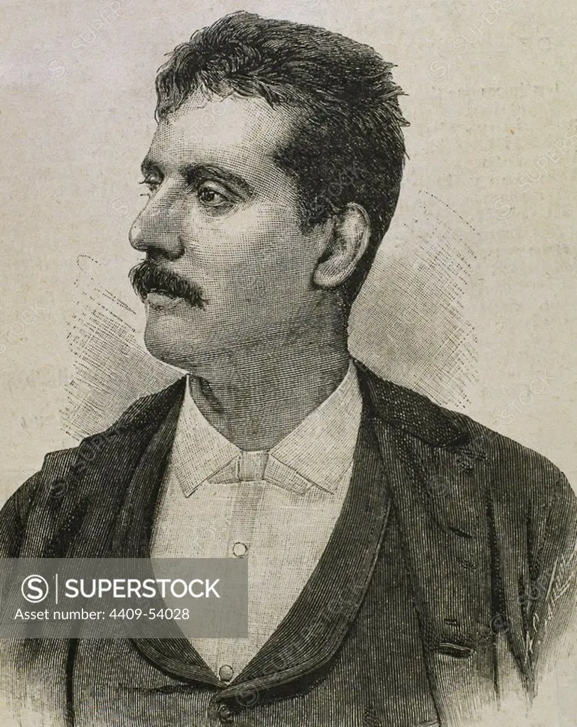 Giacomo Puccini (1858-1924). Italian composer. Portrait. Engraving.