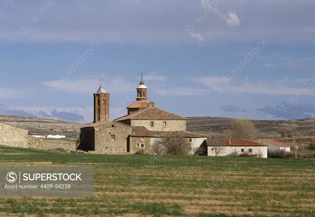 ARAGON. CAMARILLAS. Vista del SANTUARIO DE LA VIRGEN DEL CAMPO. Comarca de El Maestrazgo. Provincia de Teruel. España.